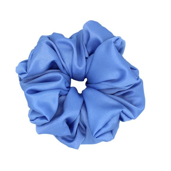 XX Large Blue Satin Hair Scrunchie, Sea Glass Blue Satin Hair Scrunchie - Picture 2 of 3